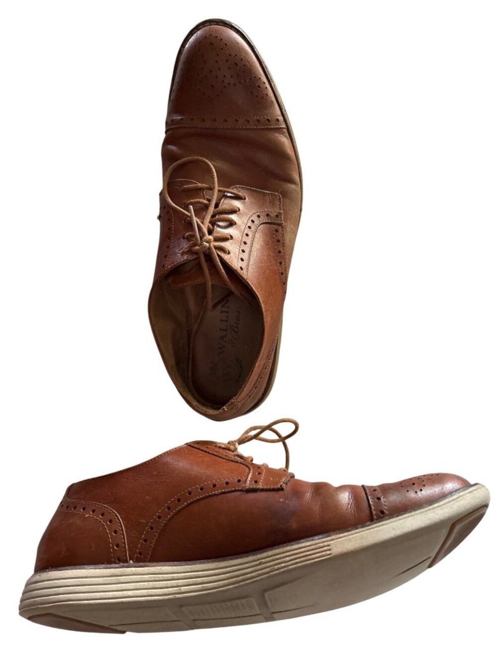Wallin & Bros Mens Brown Leather Wingtip Oxford Shoes Size 10.5 Made In Brazil
